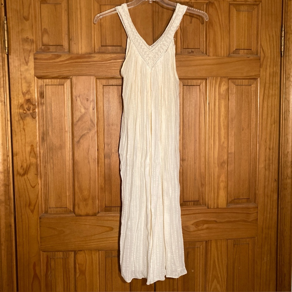 EUC Lightweight Vintage 60s 70s Dress Boho Sleeveless Lightweight Cream Size M